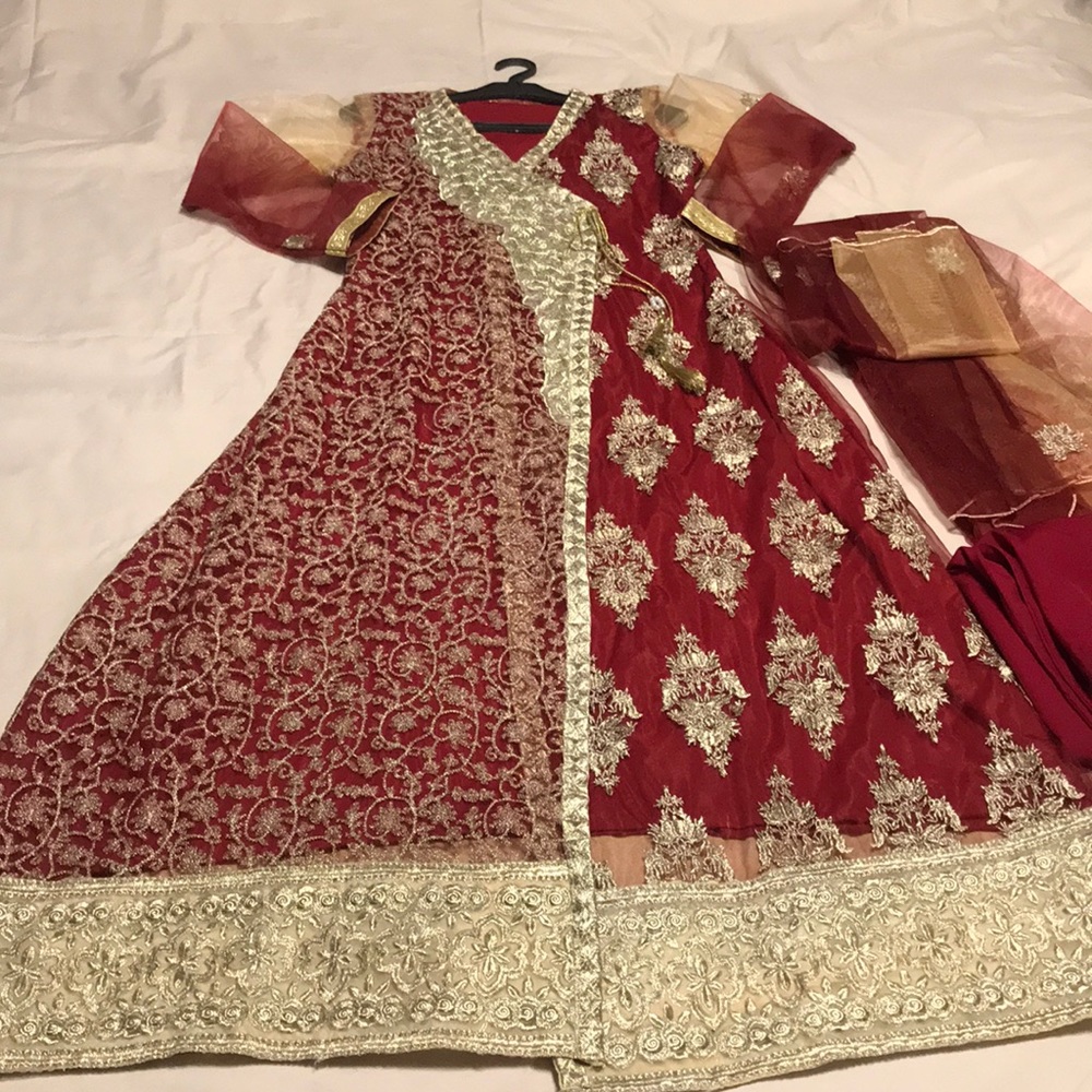 Red/Gold Designer Indian Dress (Pajama Kameez)